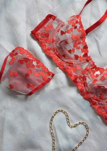 Diğer Kırmızı Kalpli Bralet Takım 80 85 bedenler