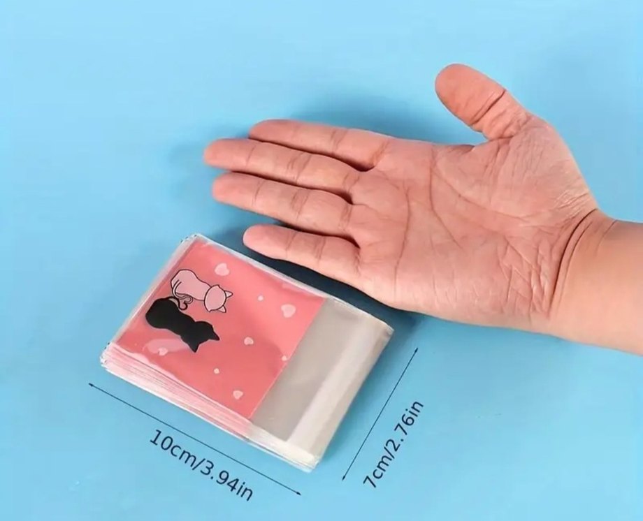 25li paket Pembe Kedi Desenli Küçük Poşetler - Görsel 4