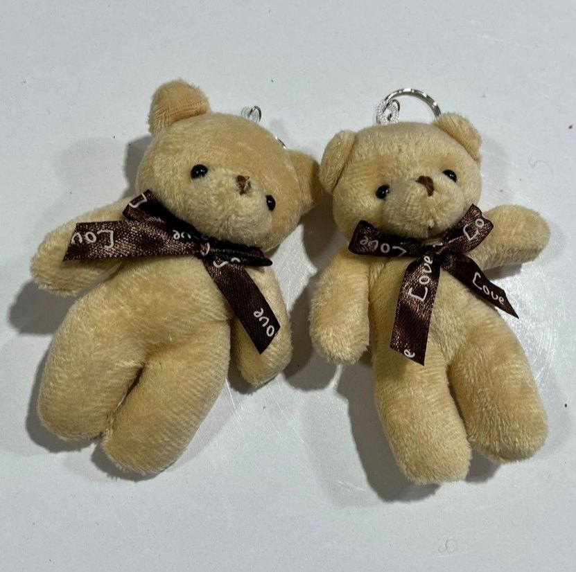 5 Adet 12 cm Papyonlu Anahtarlı Ayıcık - Görsel 2