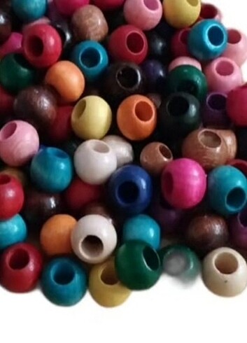 12 mm Renkli Ahşap boncuk 100 adet