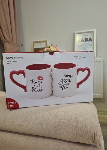 LCW HOME 2 Parça Kupa Seti Kalp Kulplu