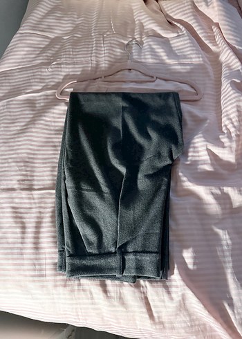 Gri Keten Kadın Pantolon, Normal Kesim, Pilili