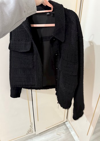 Zara Düğmeli Siyah Midi Kadın Ceket