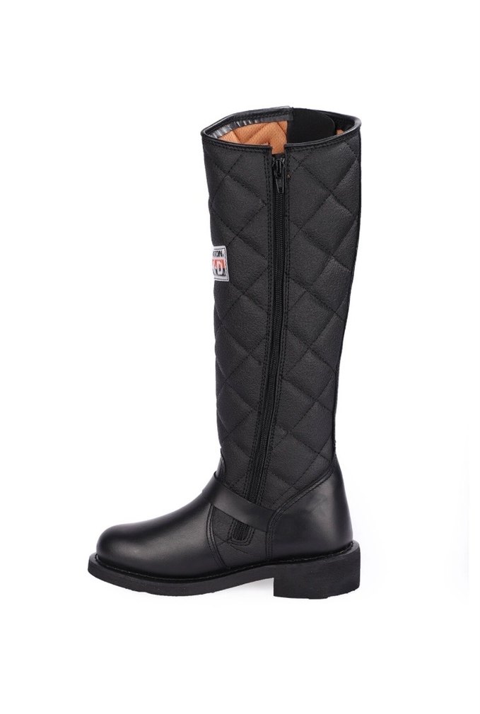 Siyah Kare Desenli Tokalı Biker Çizme - Görsel 4