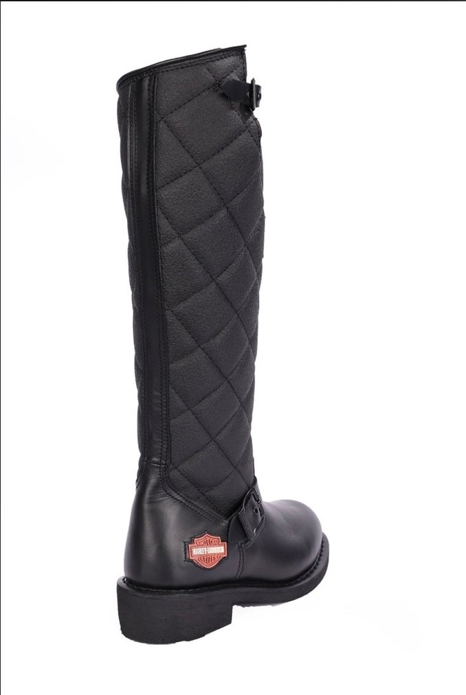 Siyah Kare Desenli Tokalı Biker Çizme - Görsel 3