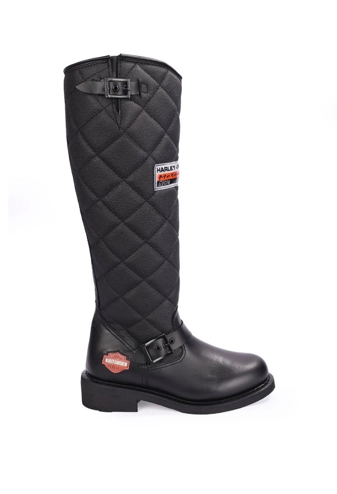 Siyah Kare Desenli Tokalı Biker Çizme - Görsel 2