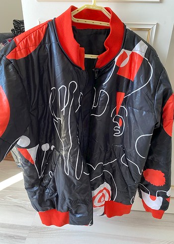 Genç Kızlar İçin Kırmızı Siyah Fermuarlı Kış Montu - Görsel 5