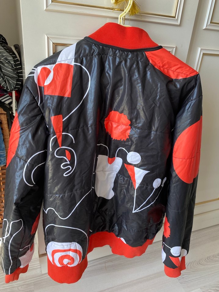 Genç Kızlar İçin Kırmızı Siyah Fermuarlı Kış Montu - Görsel 3