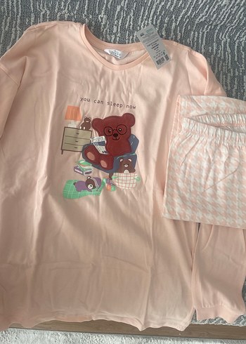 Pudra rengi uzun kollu 12 yaş pijama takımı - Görsel 5