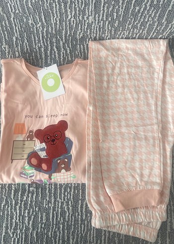 Pudra rengi uzun kollu 12 yaş pijama takımı - Görsel 2