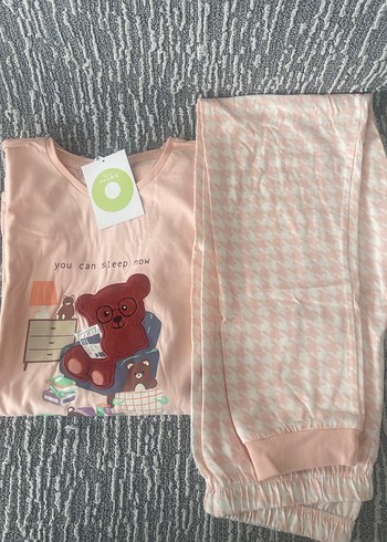 Pudra rengi uzun kollu 12 yaş pijama takımı - Görsel 3