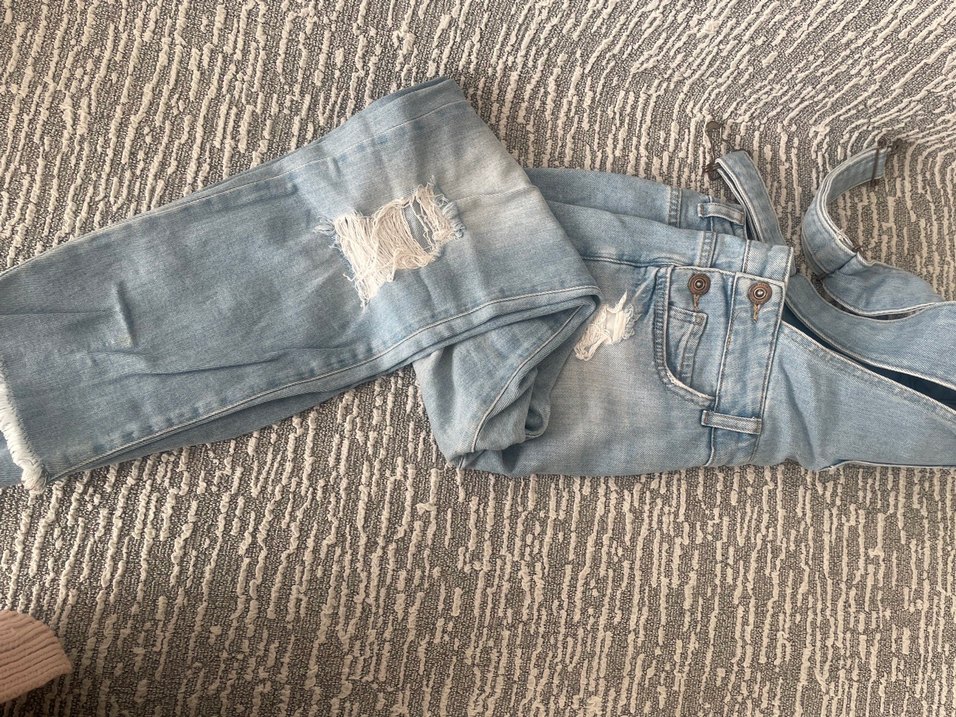 Kızlar için Bol Kesim Kot Salopet - Görsel 2