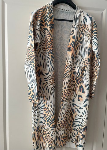 Uzun Kollu Zebra Desenli Kadın Kimono - Görsel 2