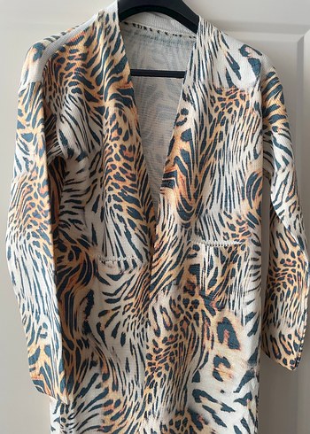 Uzun Kollu Zebra Desenli Kadın Kimono - Görsel 3