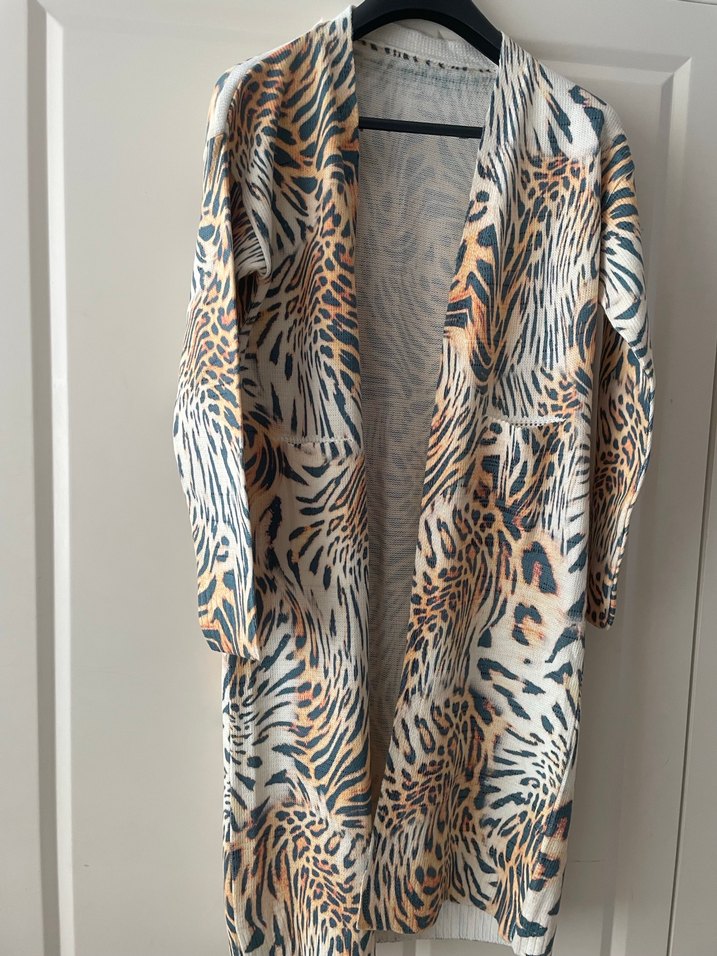 Uzun Kollu Zebra Desenli Kadın Kimono - Görsel 2