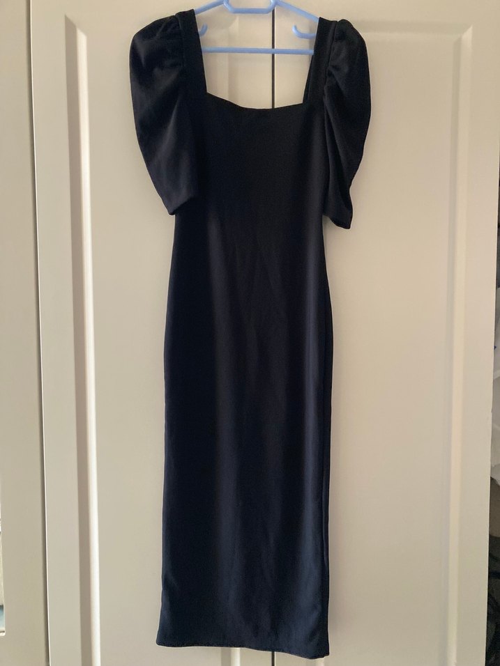 Kadın Siyah Uzun Kısa Kollu Elbise - Görsel 3