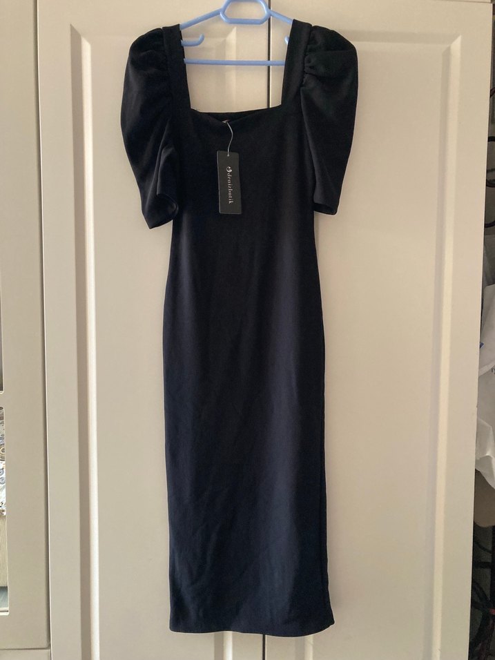 Kadın Siyah Uzun Kısa Kollu Elbise - Görsel 2