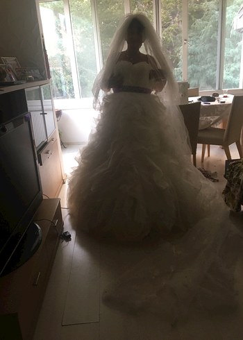 Beyaz Straplez Bohem Prenses Gelinlik - Görsel 8