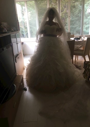 Beyaz Straplez Bohem Prenses Gelinlik - Görsel 10