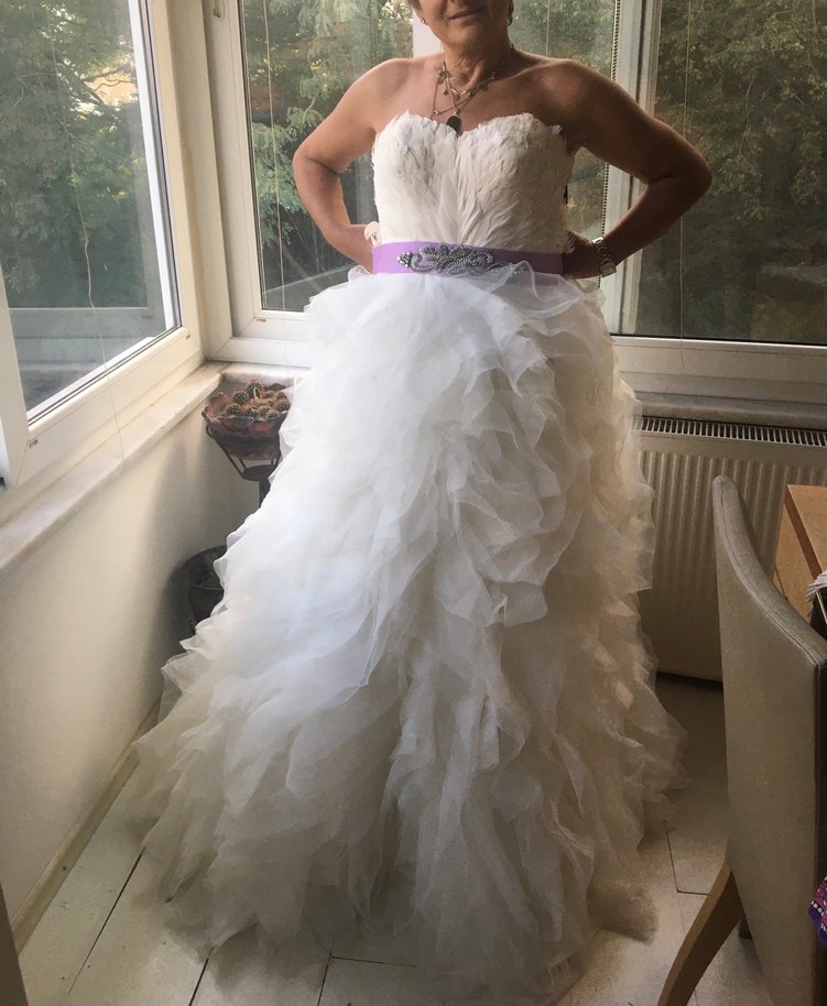 Beyaz Straplez Bohem Prenses Gelinlik - Görsel 4