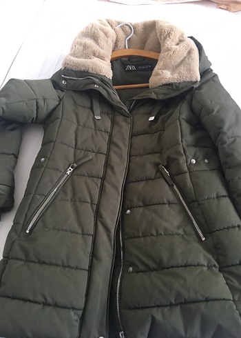 Kürk Detaylı Yeşil Kadın Kışlık Mont - Görsel 14