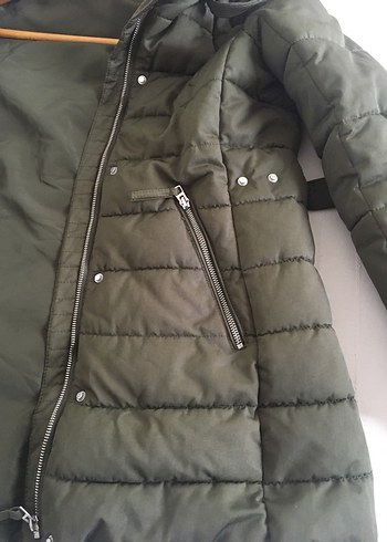 Kürk Detaylı Yeşil Kadın Kışlık Mont - Görsel 8