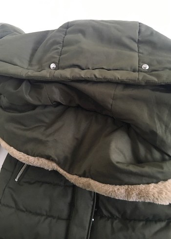 Kürk Detaylı Yeşil Kadın Kışlık Mont - Görsel 10