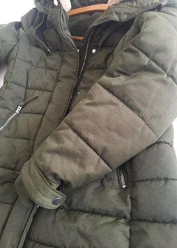 Kürk Detaylı Yeşil Kadın Kışlık Mont - Görsel 7