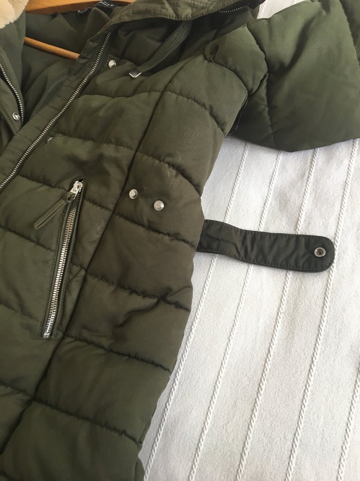 Kürk Detaylı Yeşil Kadın Kışlık Mont - Görsel 5