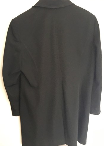 Düğmeli Koyu Lacivert  Uzun  Ceket - Görsel 2