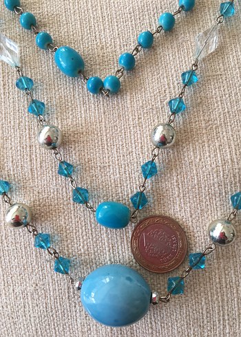 Uzun Turkuaz Boncuklu Bohem Kolye - Görsel 7
