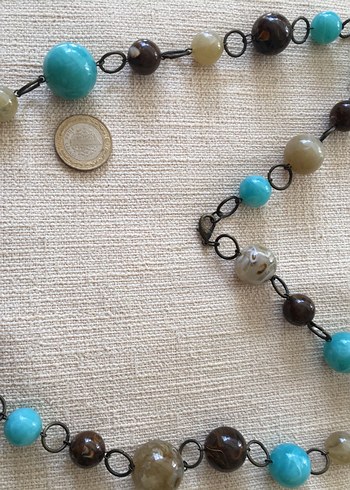 Uzun Boncuklu Turkuaz Bohem Kolye - Görsel 7
