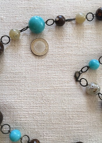 Uzun Boncuklu Turkuaz Bohem Kolye - Görsel 4