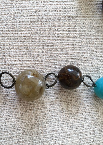 Uzun Boncuklu Turkuaz Bohem Kolye - Görsel 2