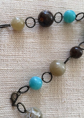 Uzun Boncuklu Turkuaz Bohem Kolye - Görsel 5