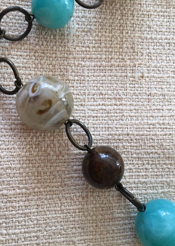 Uzun Boncuklu Turkuaz Bohem Kolye - Görsel 3