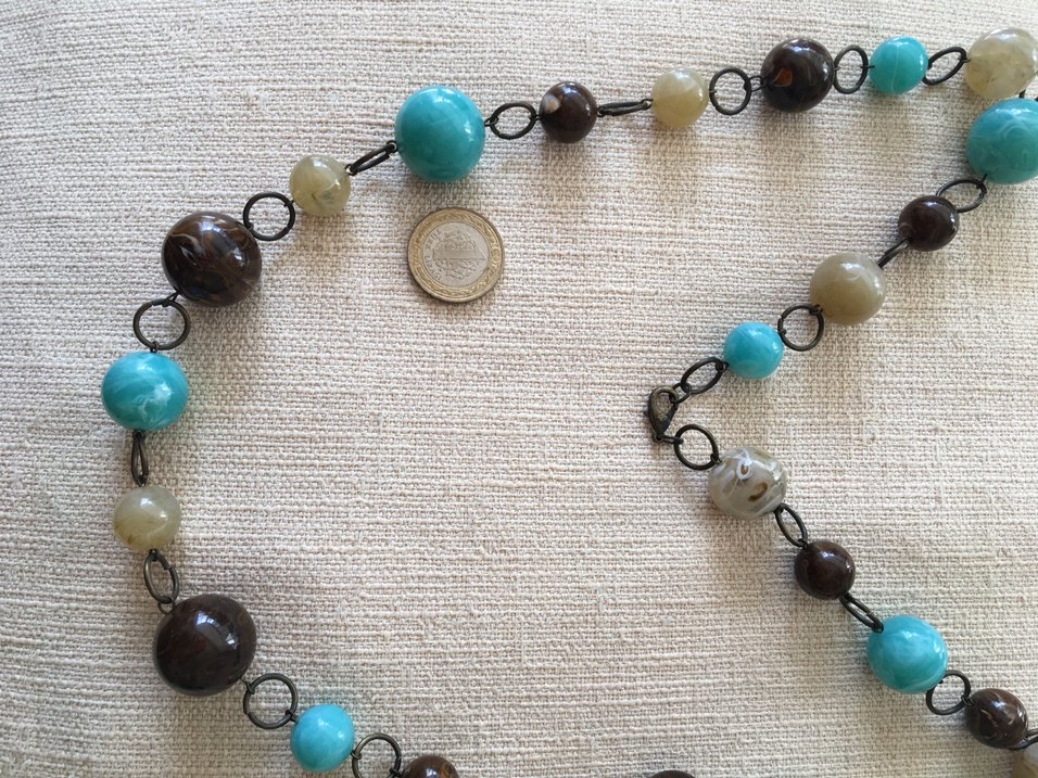 Uzun Boncuklu Turkuaz Bohem Kolye - Görsel 4