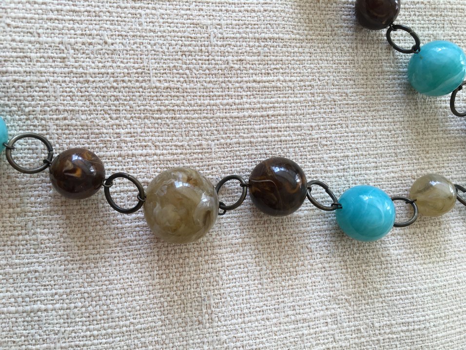 Uzun Boncuklu Turkuaz Bohem Kolye - Görsel 2