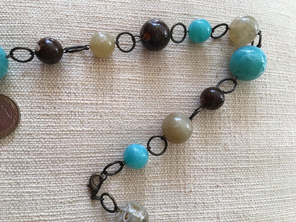 Uzun Boncuklu Turkuaz Bohem Kolye - Görsel 5