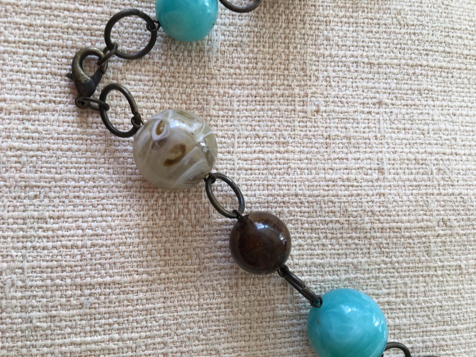 Uzun Boncuklu Turkuaz Bohem Kolye - Görsel 3