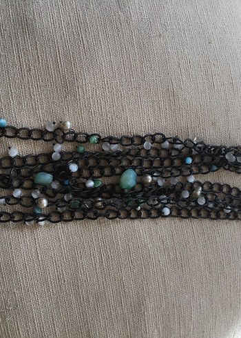 Uzun Zincirli Turkuaz Bohem Kolye - Görsel 6