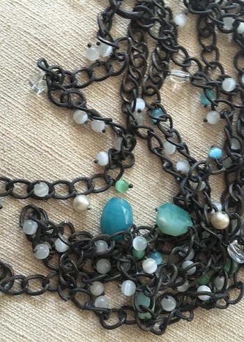 Uzun Zincirli Turkuaz Bohem Kolye - Görsel 4