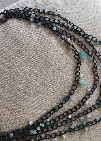 Uzun Zincirli Turkuaz Bohem Kolye - Görsel 5
