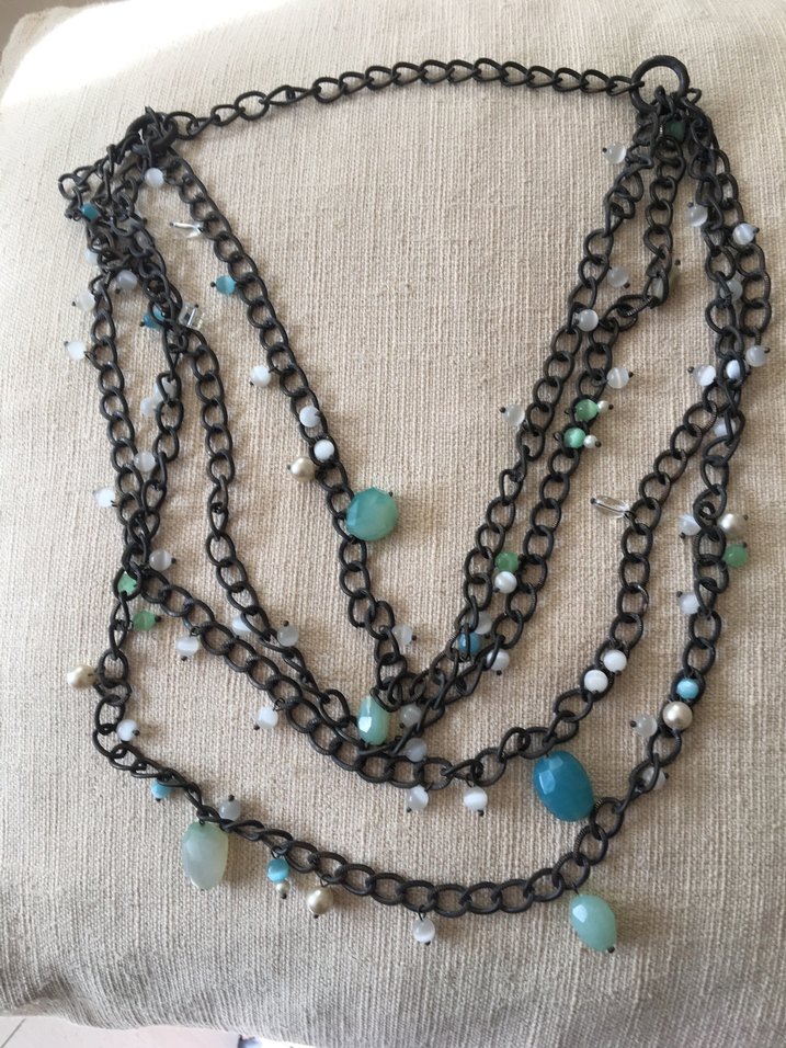 Uzun Zincirli Turkuaz Bohem Kolye - Görsel 2