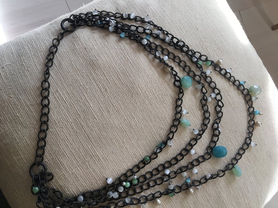 Uzun Zincirli Turkuaz Bohem Kolye - Görsel 5