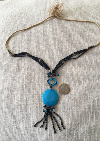 Boncuklu Turkuaz Uzun Bohem Kolye - Görsel 2