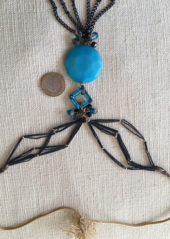 Boncuklu Turkuaz Uzun Bohem Kolye - Görsel 6