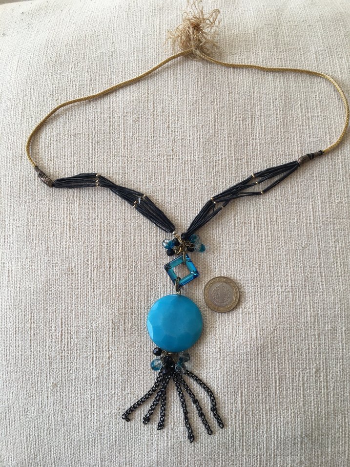 Boncuklu Turkuaz Uzun Bohem Kolye - Görsel 2
