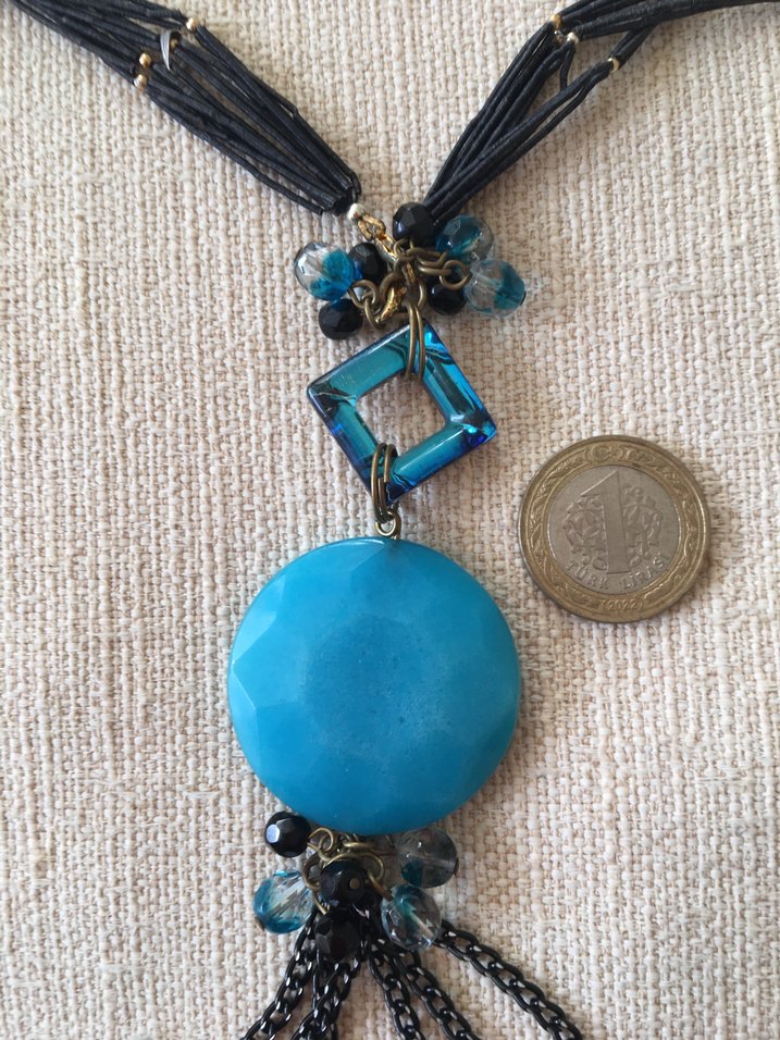 Boncuklu Turkuaz Uzun Bohem Kolye - Görsel 4