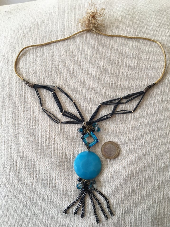 Boncuklu Turkuaz Uzun Bohem Kolye - Görsel 3